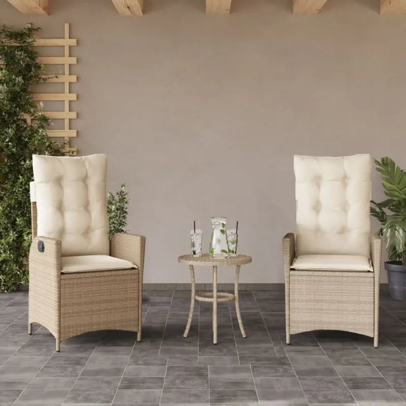 Verstelbare tuinstoel met poly rattan voor een comfortabele zitervaring - Beige / 2 / Zonder voetensteun - Tuinstoelen