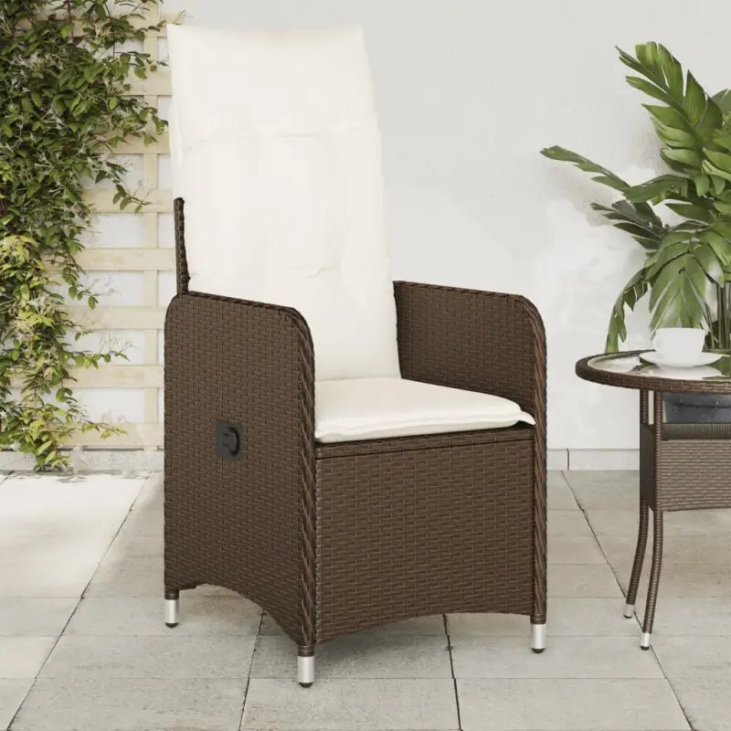 Verstelbare tuinstoel met poly rattan voor een comfortabele zitervaring - Bruin / 1 / Zonder voetensteun - Tuinstoelen