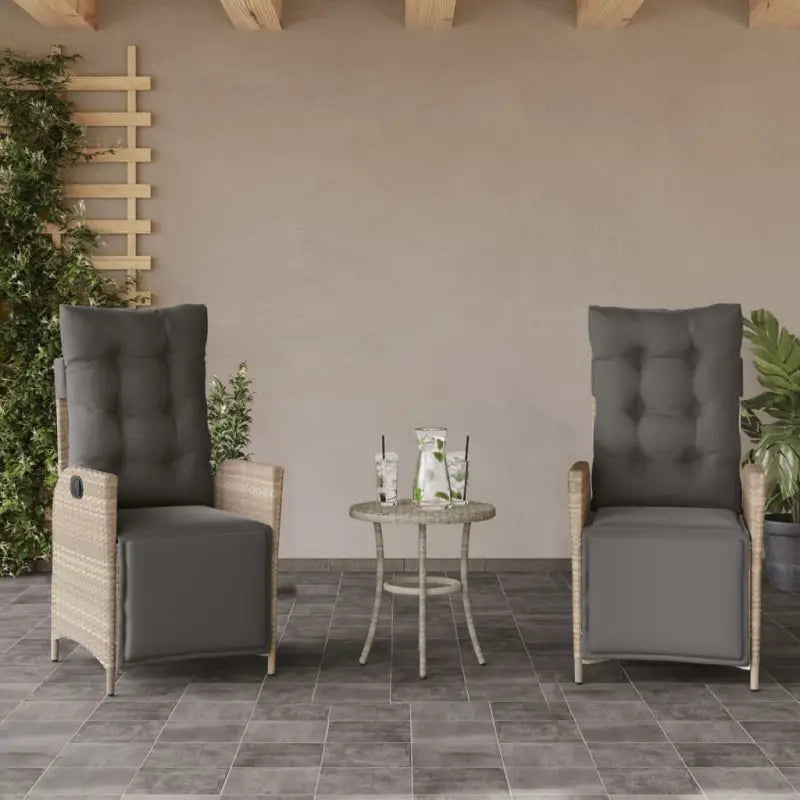 Verstelbare tuinstoel met poly rattan voor een comfortabele zitervaring - Lichtgrijs / 2 / Met voetensteun - Tuinstoelen