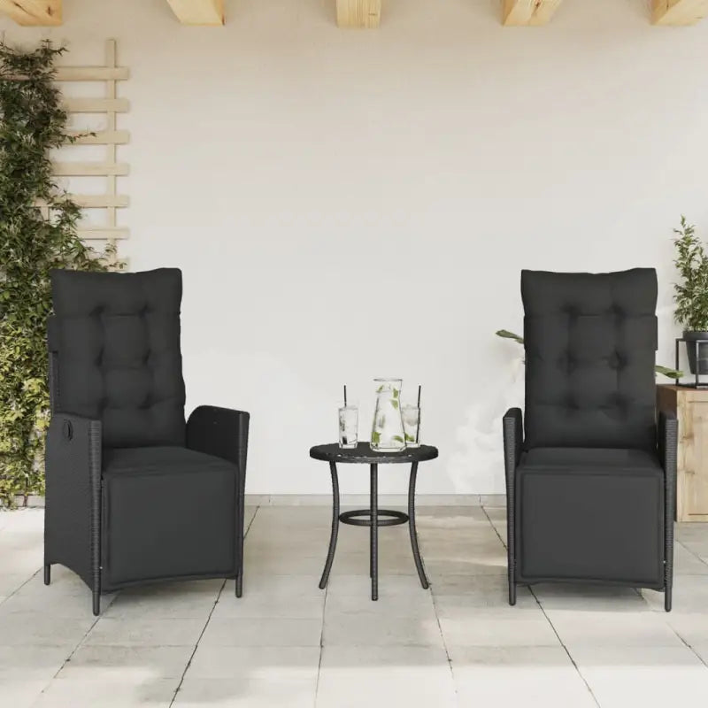 Verstelbare tuinstoel met poly rattan voor een comfortabele zitervaring - Zwart / 2 / Met voetensteun - Tuinstoelen