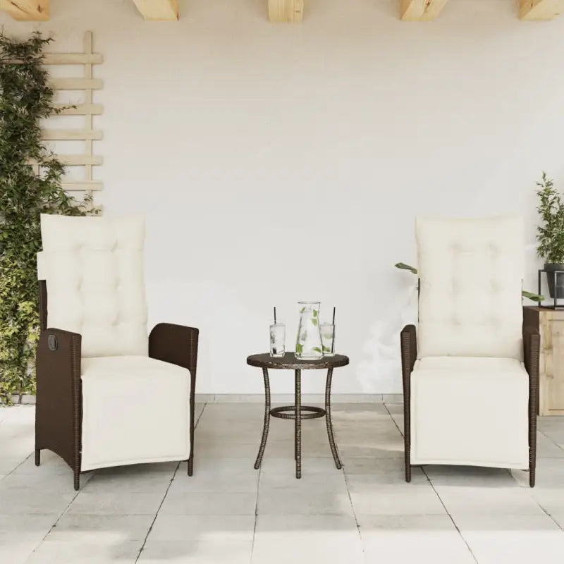 Verstelbare tuinstoel met poly rattan voor een comfortabele zitervaring - Bruin / 2 / Met voetensteun - Tuinstoelen