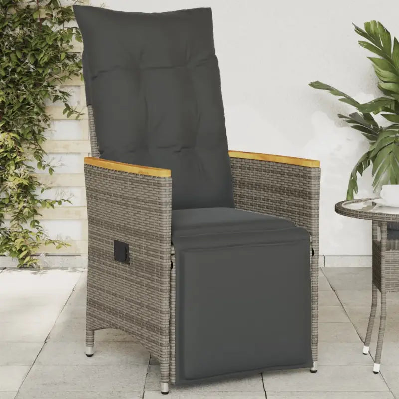 Verstelbare tuinstoel met poly rattan voor een comfortabele zitervaring - Grijs / 1 / met armsteun en voetensteun
