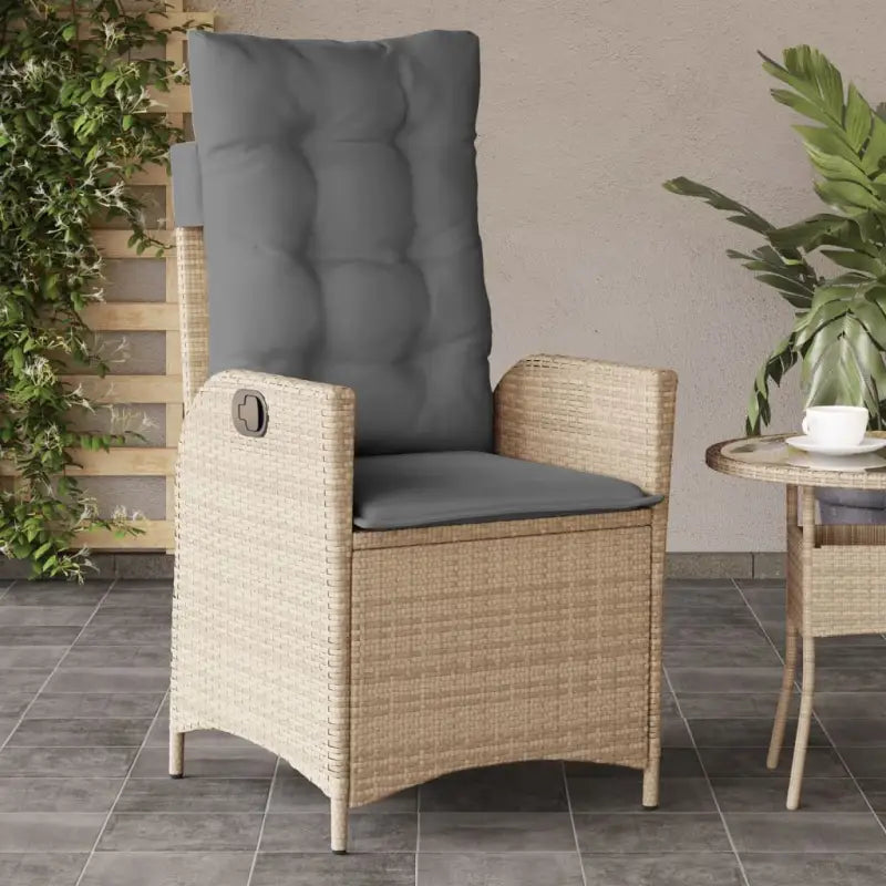 Verstelbare tuinstoel met poly rattan voor een comfortabele zitervaring - Gemengd beige / 1 / Zonder voetensteun