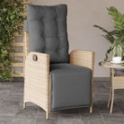 Verstelbare tuinstoel met poly rattan voor een comfortabele zitervaring - Gemengd beige / 1 / Met voetensteun