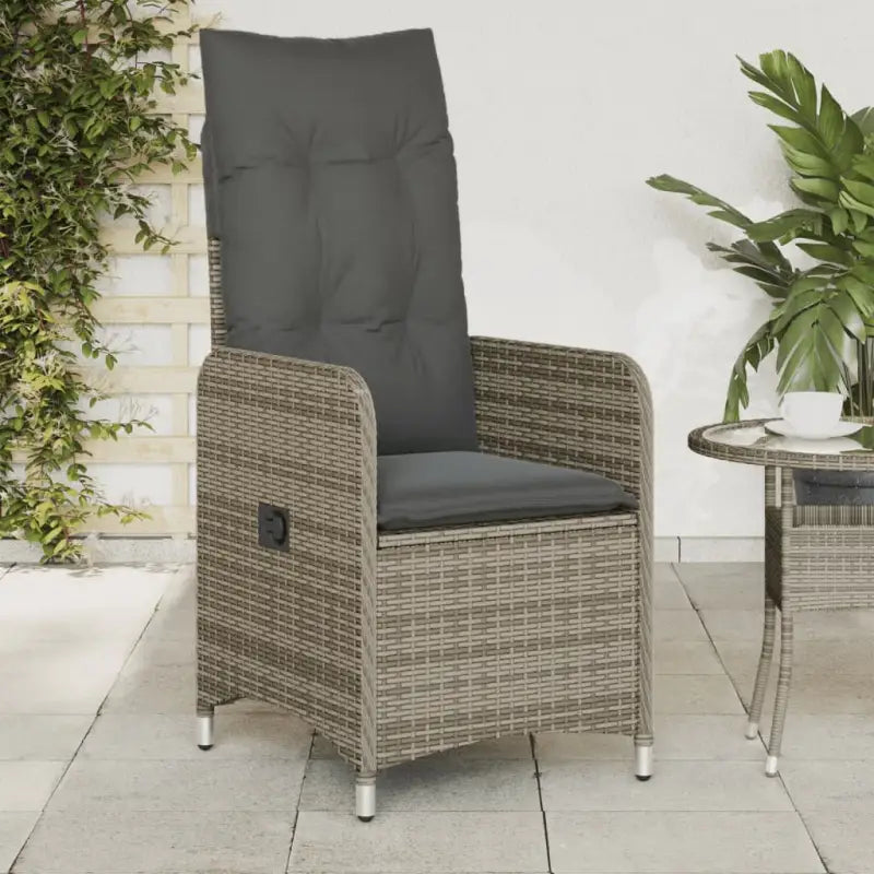Verstelbare tuinstoel met poly rattan voor een comfortabele zitervaring - Grijs / 1 / Zonder voetensteun - Tuinstoelen