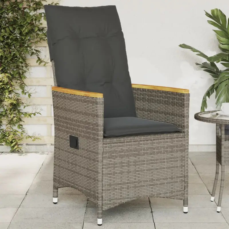 Verstelbare tuinstoel met poly rattan voor een comfortabele zitervaring - Grijs / 1 / Met armleuning - Tuinstoelen