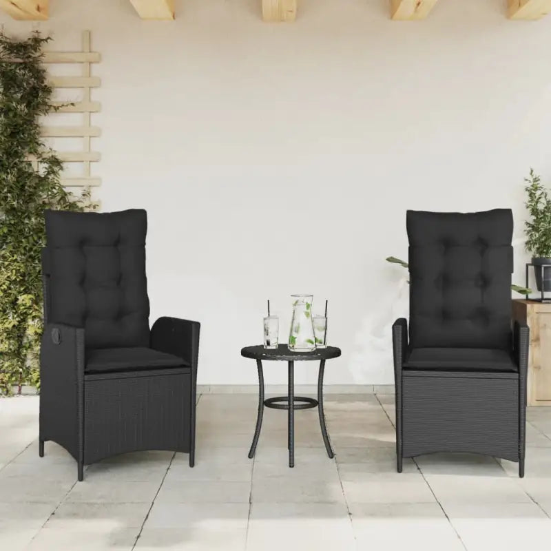 Verstelbare tuinstoel met poly rattan voor een comfortabele zitervaring - Zwart / 2 / Zonder voetensteun - Tuinstoelen
