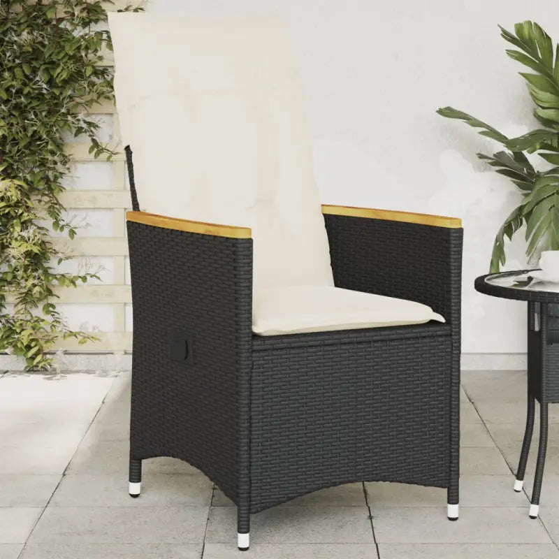 Verstelbare tuinstoel met poly rattan voor een comfortabele zitervaring - Zwart en crème / 1 / Met armleuning