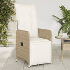 Verstelbare tuinstoel met poly rattan voor een comfortabele zitervaring - Beige / 1 / Met voetensteun - Tuinstoelen