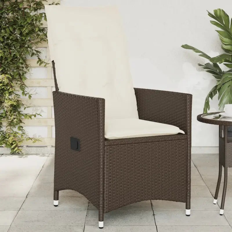 Verstelbare tuinstoel met poly rattan voor een comfortabele zitervaring - Bruin en crème / 1 / Zonder voetensteun