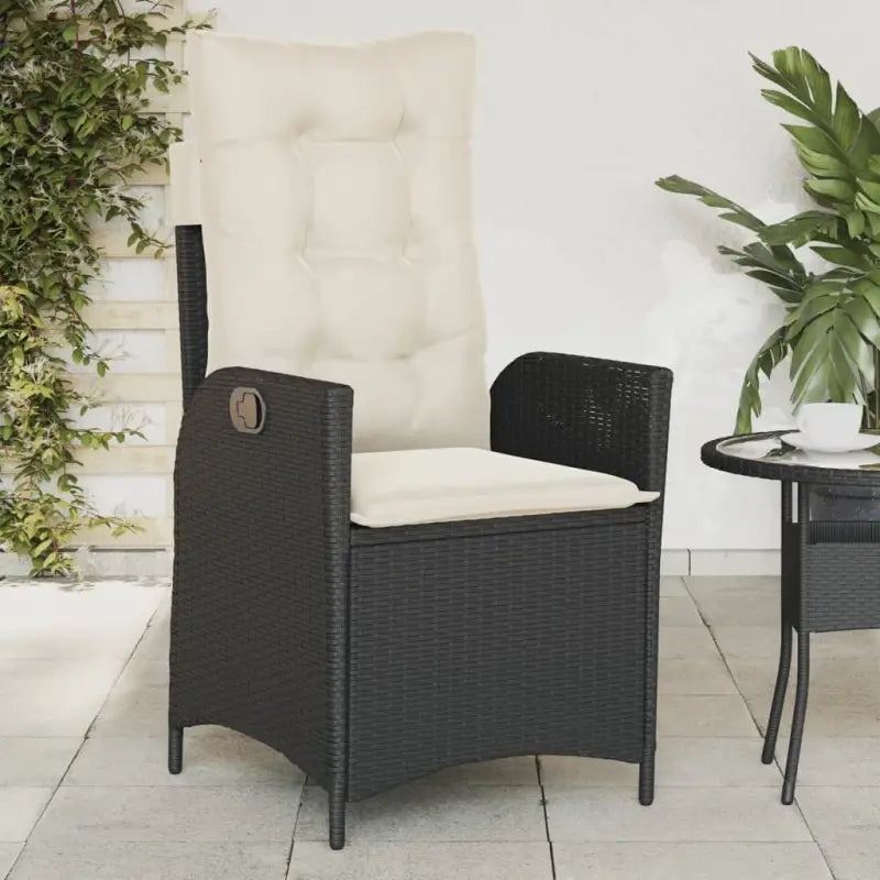 Verstelbare tuinstoel met poly rattan voor een comfortabele zitervaring - Zwart en crème / 1 / Zonder voetensteun