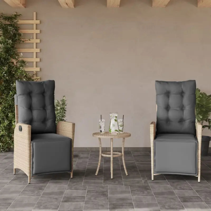 Verstelbare tuinstoel met poly rattan voor een comfortabele zitervaring - Gemengd beige / 2 / Met voetensteun
