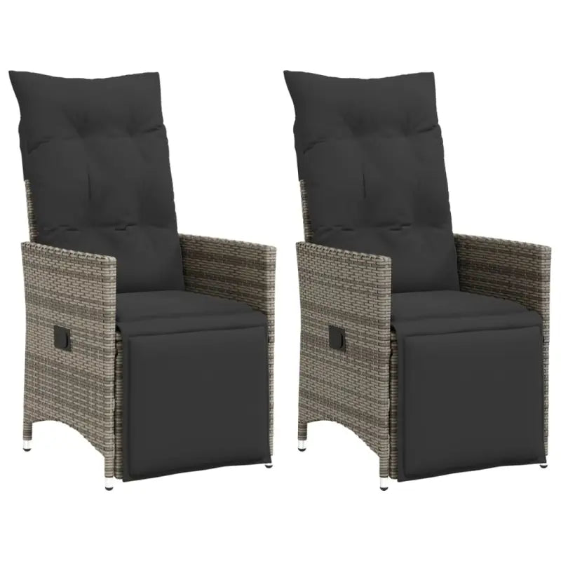 Verstelbare tuinstoel met poly rattan voor een comfortabele zitervaring - Grijs / 2 / Met voetensteun - Tuinstoelen