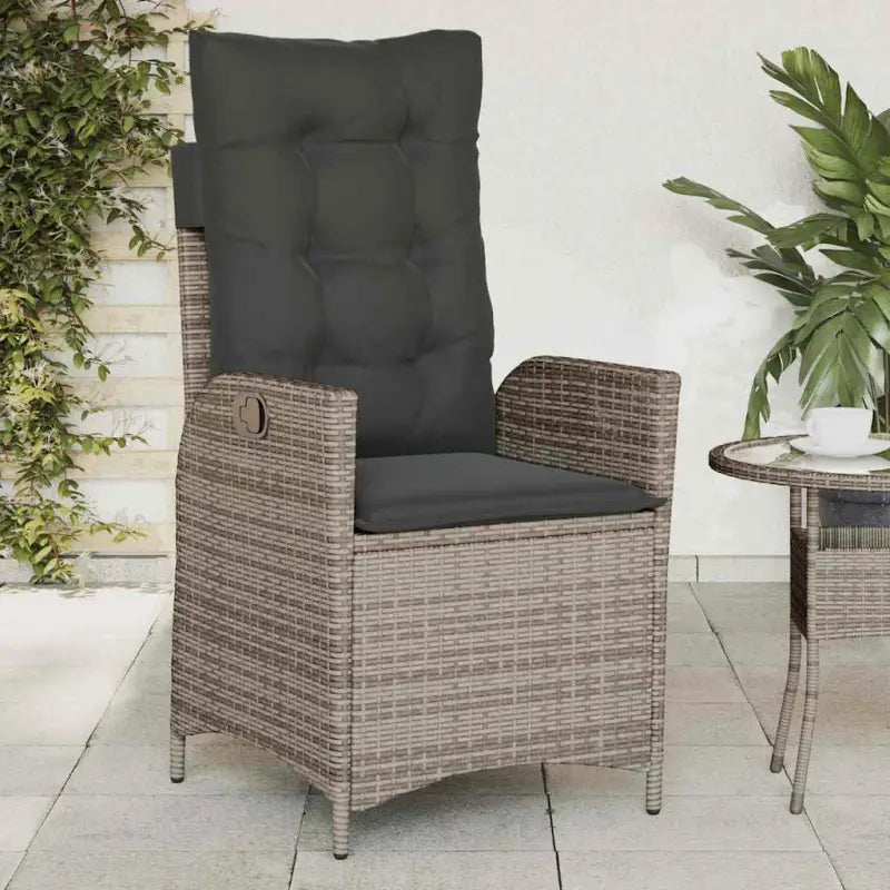 Verstelbare tuinstoel met poly rattan voor een comfortabele zitervaring - Grijs / 1 / Zonder voetensteun - Tuinstoelen