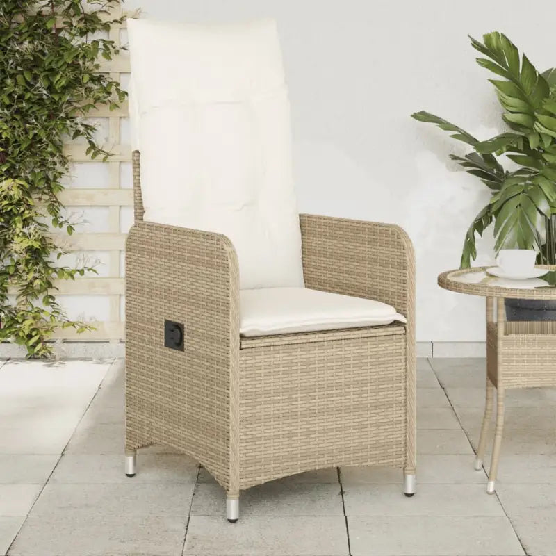 Verstelbare tuinstoel met poly rattan voor een comfortabele zitervaring - Beige / 2 / Zonder voetensteun - Tuinstoelen