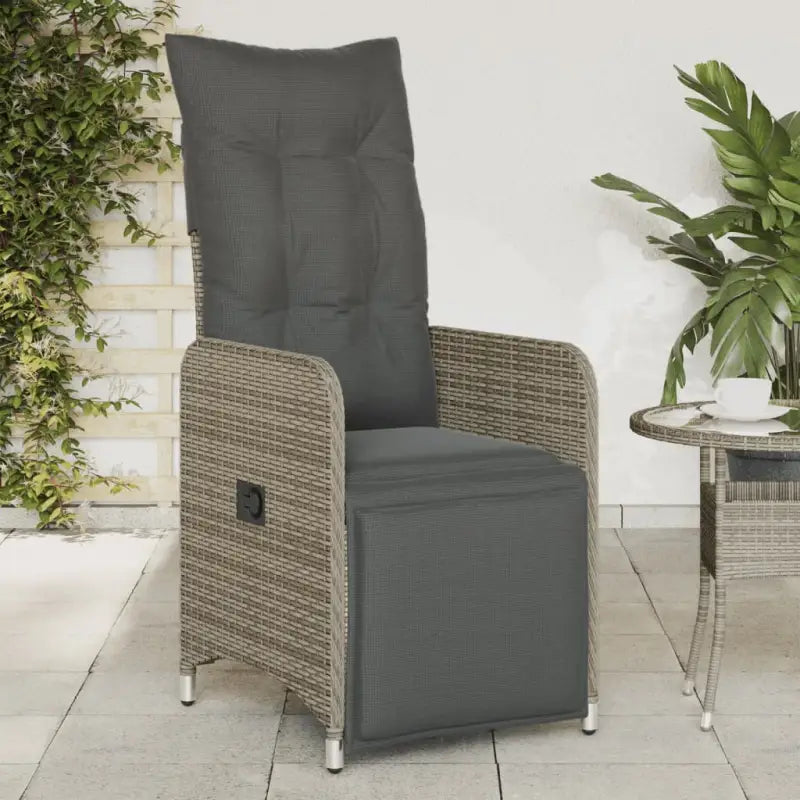 Verstelbare tuinstoel met poly rattan voor een comfortabele zitervaring - Grijs / 1 / Met voetensteun - Tuinstoelen