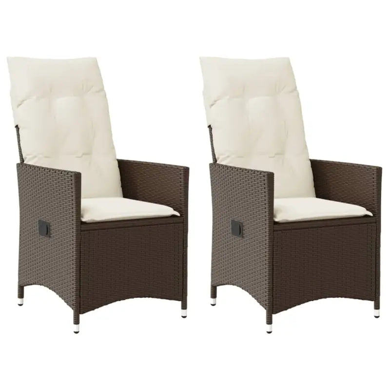 Verstelbare tuinstoel met poly rattan voor een comfortabele zitervaring - Bruin en crème / 2 / Zonder voetensteun