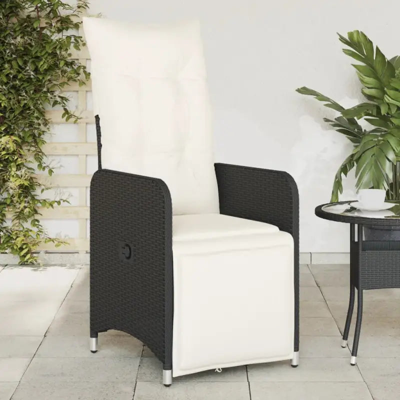 Verstelbare tuinstoel met poly rattan voor een comfortabele zitervaring - Zwart / 1 / Met voetensteun - Tuinstoelen
