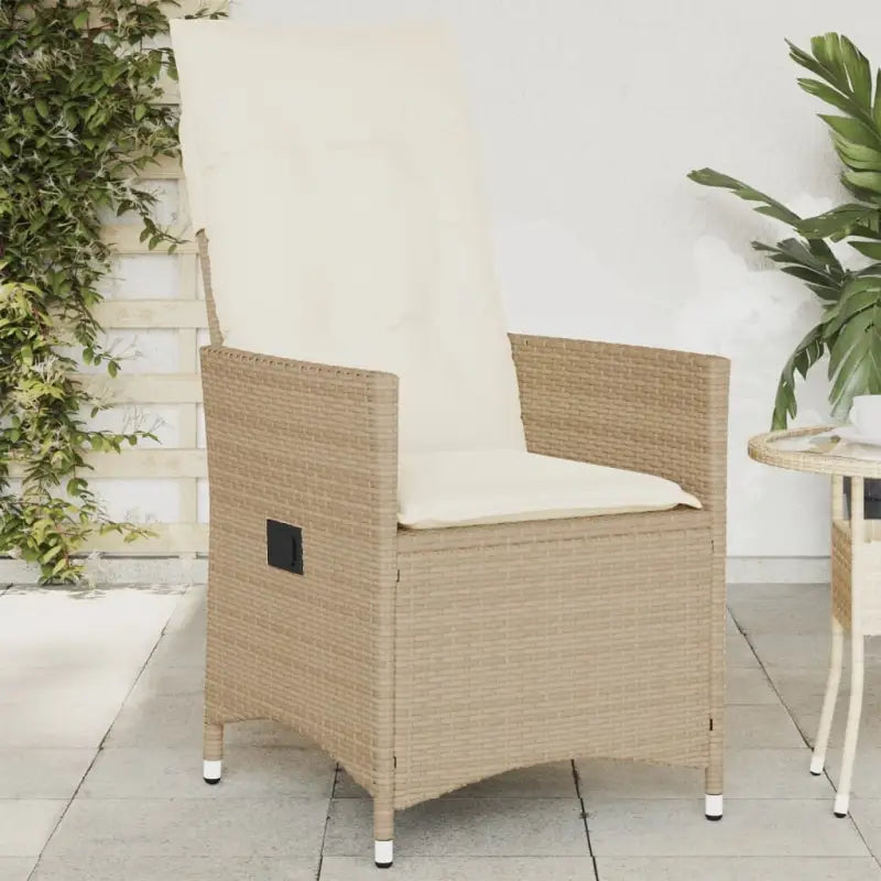 Verstelbare tuinstoel met poly rattan voor een comfortabele zitervaring - beige en crèmekleurig / 1 / Zonder