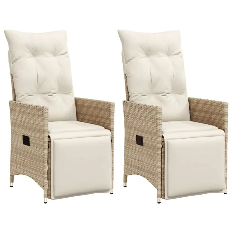 Verstelbare tuinstoel met poly rattan voor een comfortabele zitervaring - beige en crèmekleurig / 2 / Met voetensteun
