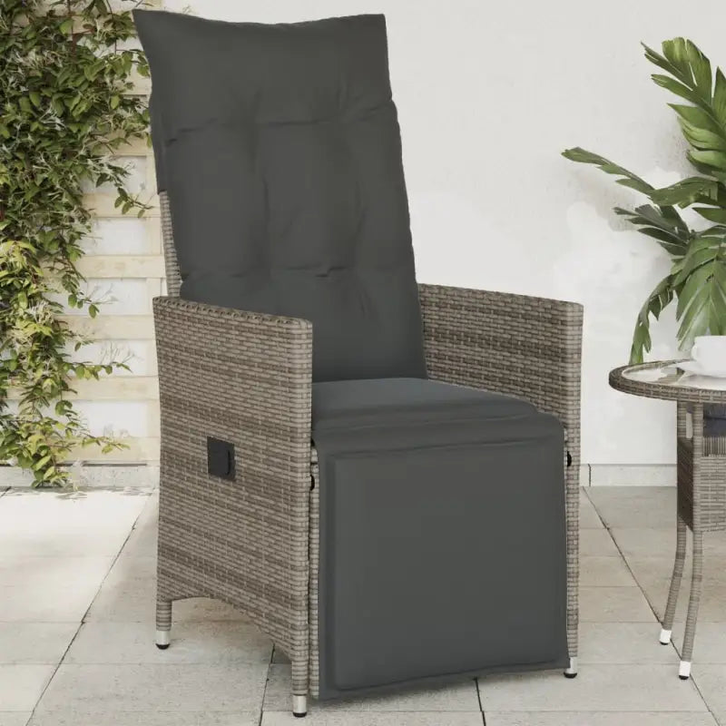Verstelbare tuinstoel met poly rattan voor een comfortabele zitervaring - Grijs / 1 / Met voetensteun - Tuinstoelen