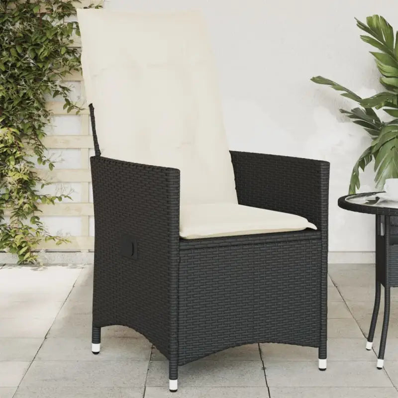 Verstelbare tuinstoel met poly rattan voor een comfortabele zitervaring - Zwart en crème / 1 / Zonder voetensteun