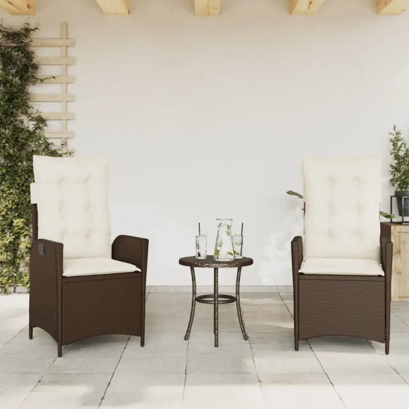 Verstelbare tuinstoel met poly rattan voor een comfortabele zitervaring - Bruin / 2 / Zonder voetensteun - Tuinstoelen