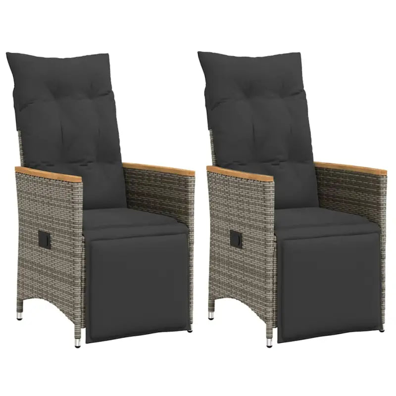 Verstelbare tuinstoel met poly rattan voor een comfortabele zitervaring - Grijs / 2 / met armsteun en voetensteun