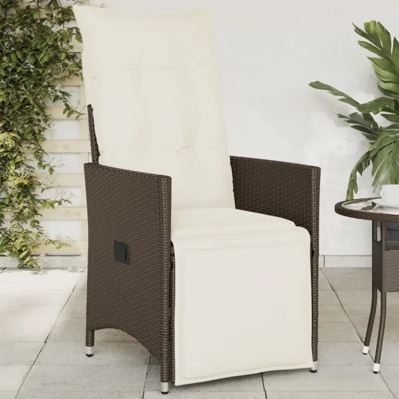 Verstelbare tuinstoel met poly rattan voor een comfortabele zitervaring - Bruin en crème / 1 / Met voetensteun