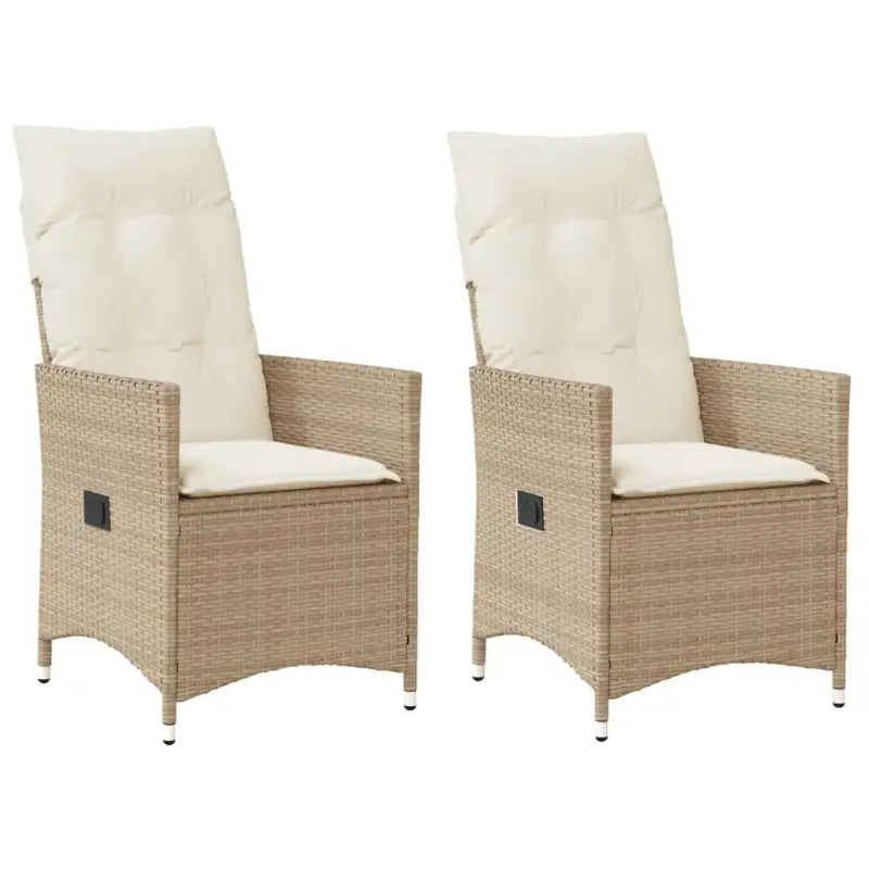 Verstelbare tuinstoel met poly rattan voor een comfortabele zitervaring - beige en crèmekleurig / 2 / Zonder