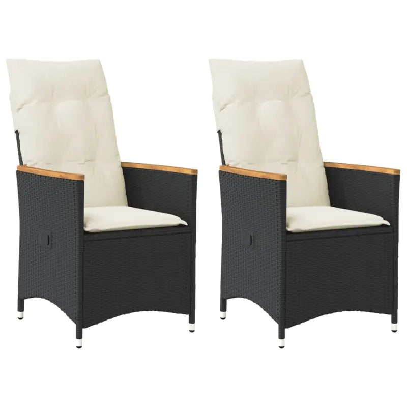 Verstelbare tuinstoel met poly rattan voor een comfortabele zitervaring - Zwart en crème / 2 / Met armleuning