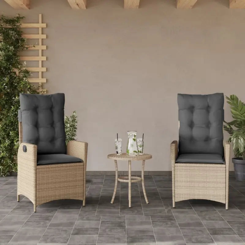 Verstelbare tuinstoel met poly rattan voor een comfortabele zitervaring - Gemengd beige / 2 / Zonder voetensteun