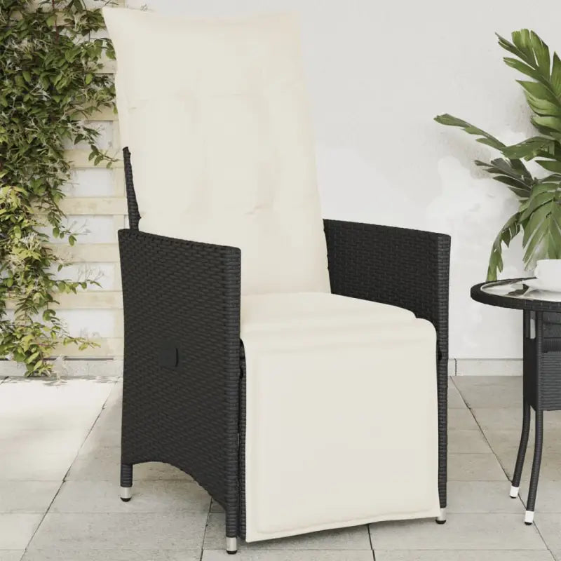 Verstelbare tuinstoel met poly rattan voor een comfortabele zitervaring - Zwart en crème / 1 / Met voetensteun