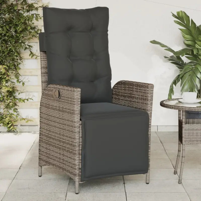 Verstelbare tuinstoel met poly rattan voor een comfortabele zitervaring - Grijs / 1 / Met voetensteun - Tuinstoelen