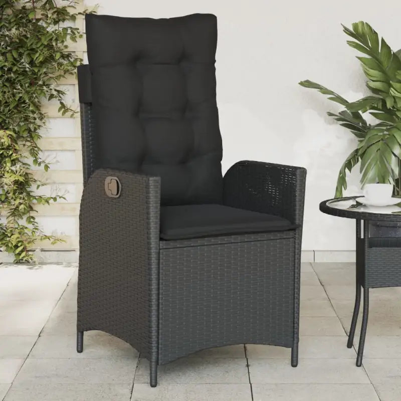 Verstelbare tuinstoel met poly rattan voor een comfortabele zitervaring - Zwart / 1 / Zonder voetensteun - Tuinstoelen