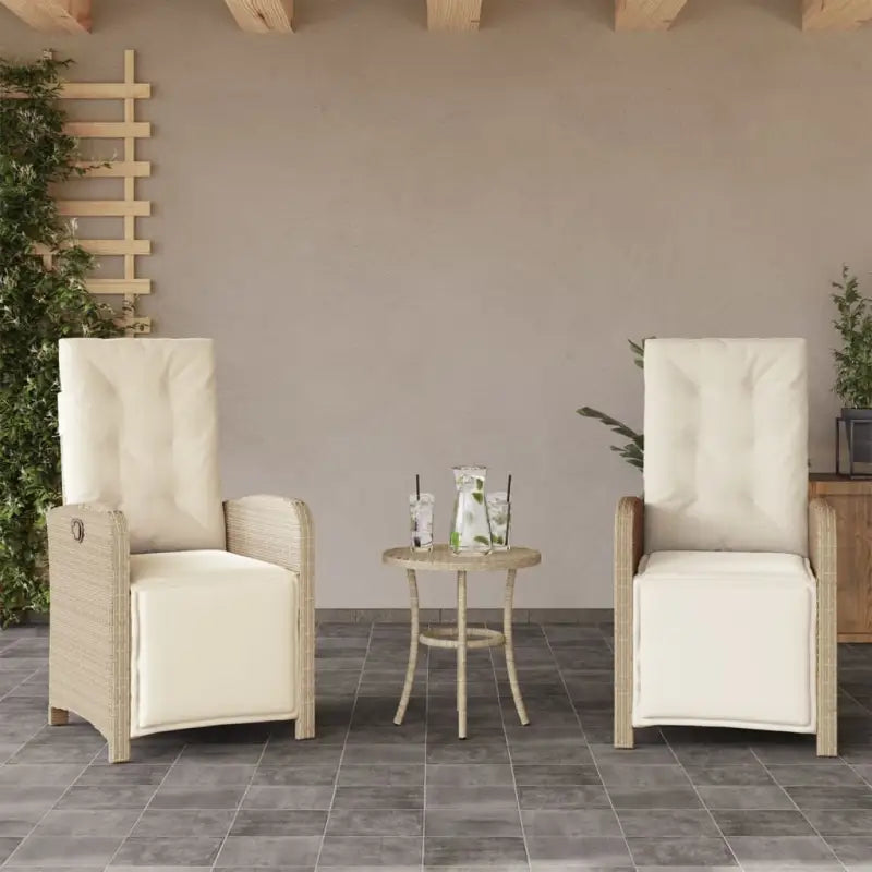 Verstelbare tuinstoel van poly rattan met wasbare hoes - Beige / 2 - Tuinstoelen