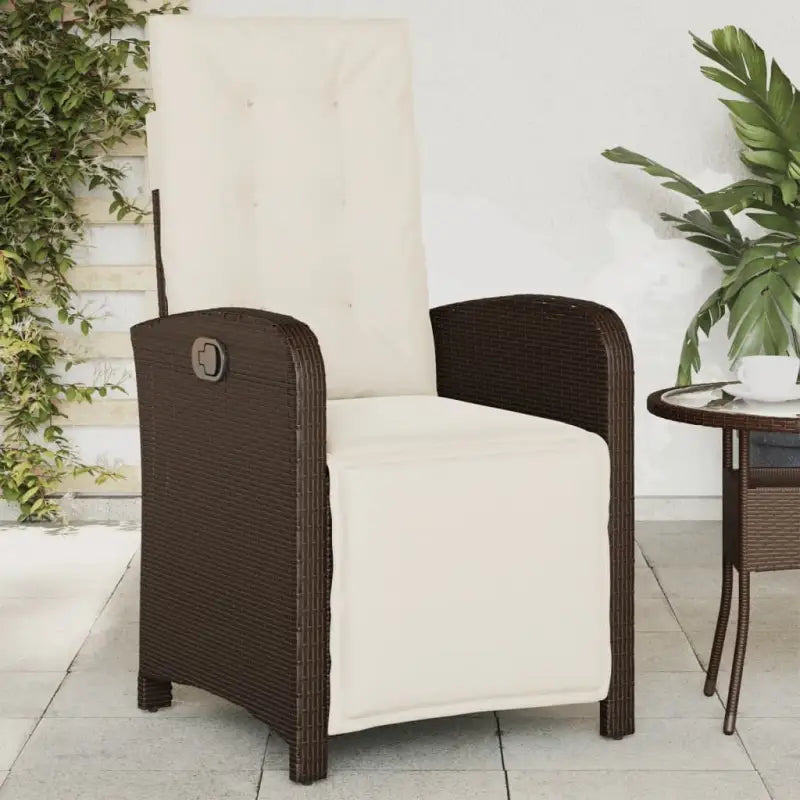 Verstelbare tuinstoel van poly rattan met wasbare hoes - Bruin / 1 - Tuinstoelen