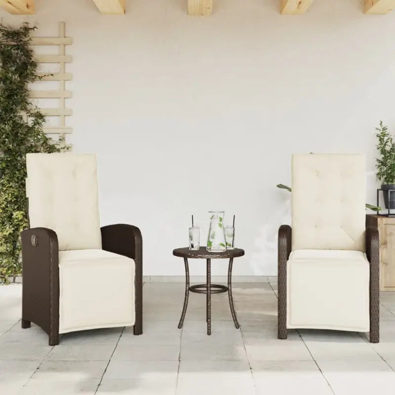 Verstelbare tuinstoel van poly rattan met wasbare hoes - Bruin / 2 - Tuinstoelen