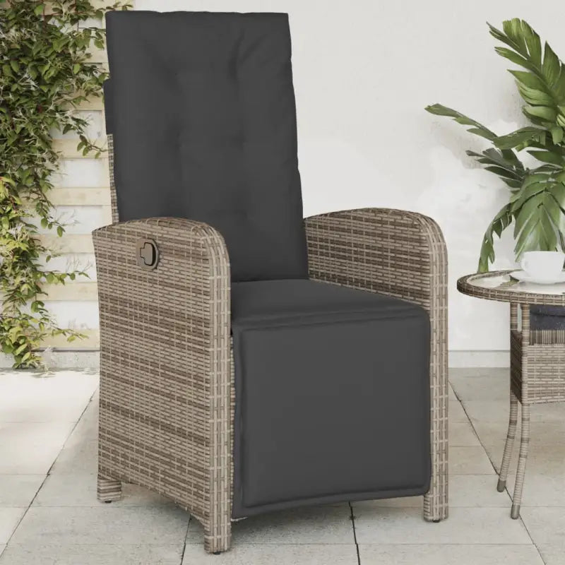 Verstelbare tuinstoel van poly rattan met wasbare hoes - Grijs / 1 - Tuinstoelen