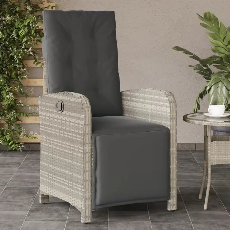 Verstelbare tuinstoel van poly rattan met wasbare hoes - Lichtgrijs / 1 - Tuinstoelen