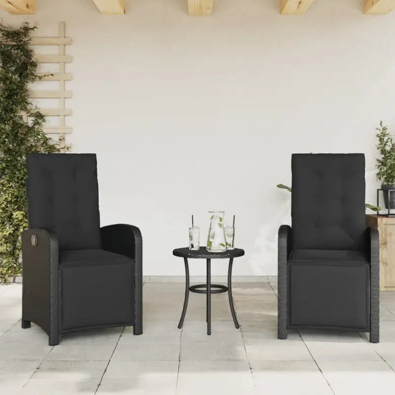 Verstelbare tuinstoel van poly rattan met wasbare hoes - Zwart / 2 - Tuinstoelen