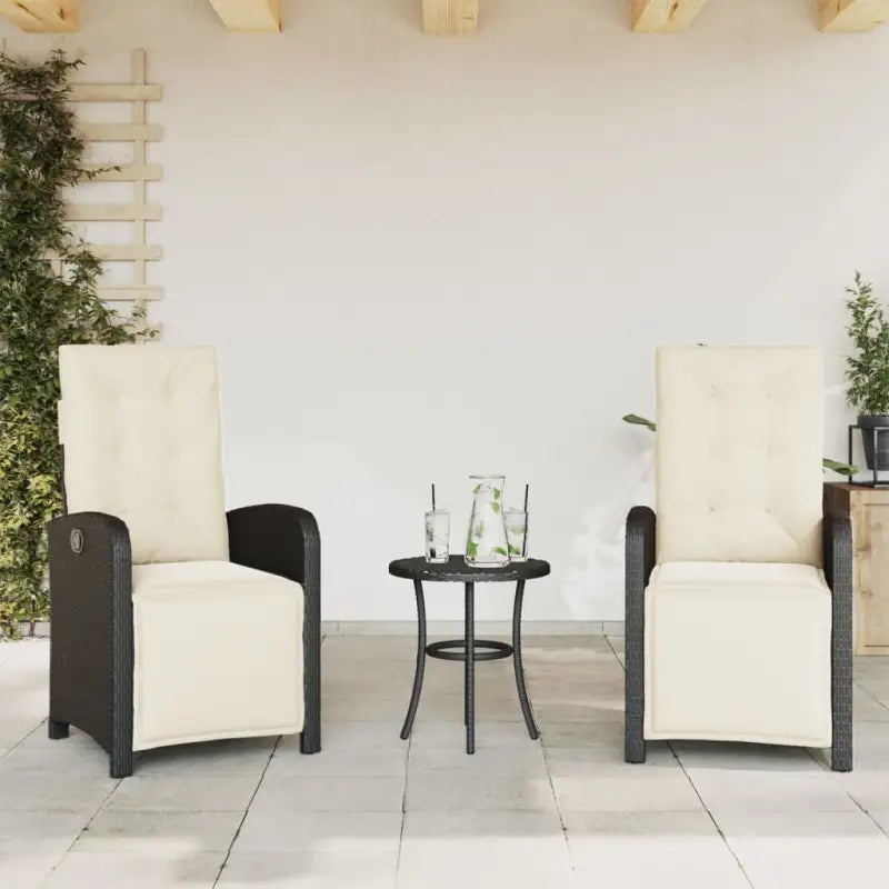 Verstelbare tuinstoel van poly rattan met wasbare hoes - Zwart en crème / 2 - Tuinstoelen