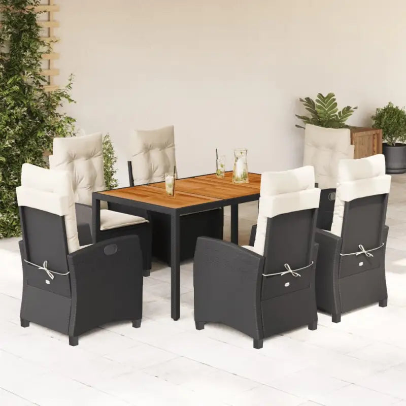 Verstelbare tuinstoelen set in zwart materiaal met gepoedercoat staal - 150 cm tafellengte / Met voetensteun - Tuinsets