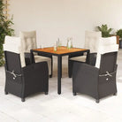 Verstelbare tuinstoelen set in zwart materiaal met gepoedercoat staal - 90 cm tafellengte / Met voetensteun - Tuinsets