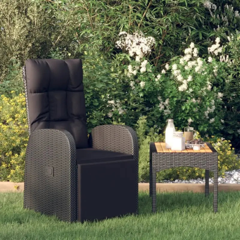 Verstelbare tuinstoelen van poly rattan in zwart materiaal - Zwart / 1 - Tuinstoelen