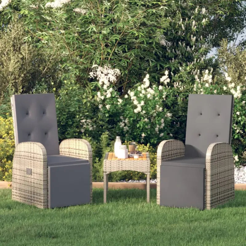 Verstelbare tuinstoelen van poly rattan in zwart materiaal - Donkergrijs / 2 - Tuinstoelen