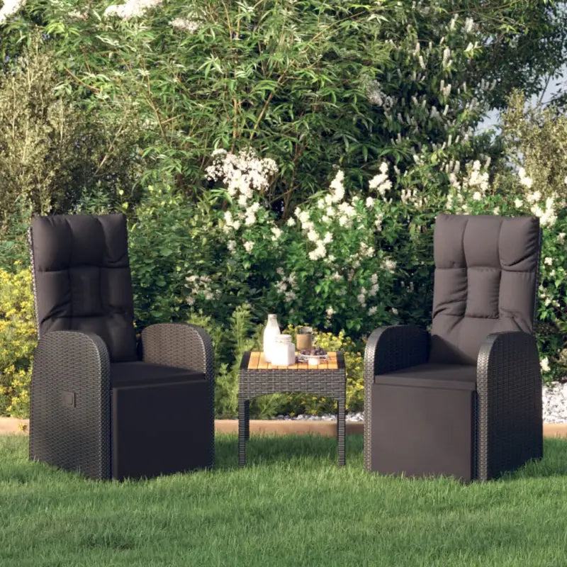 Verstelbare tuinstoelen van poly rattan in zwart materiaal - Tuinstoelen