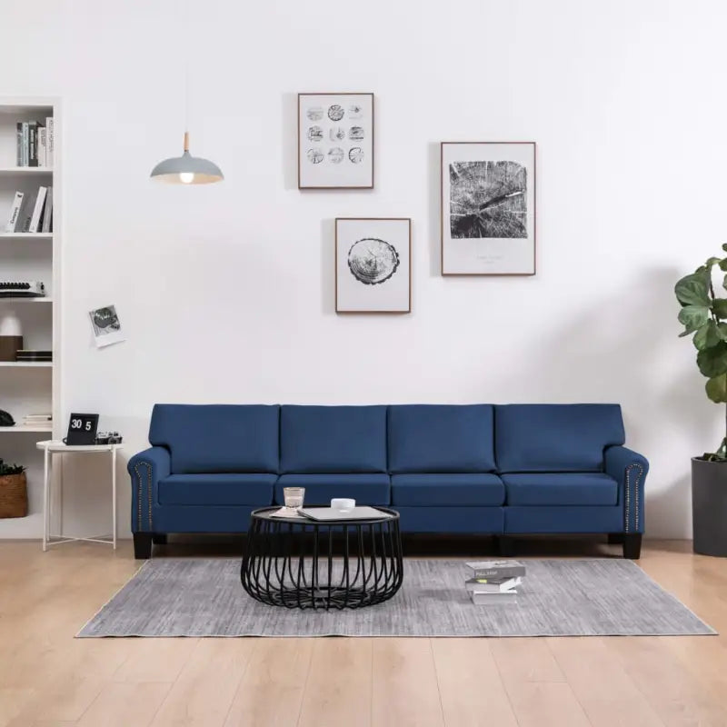 Vierzitsbank met kunststof poten voor een moderne woonkamer - Blauw / Vierzitsbank - Banken