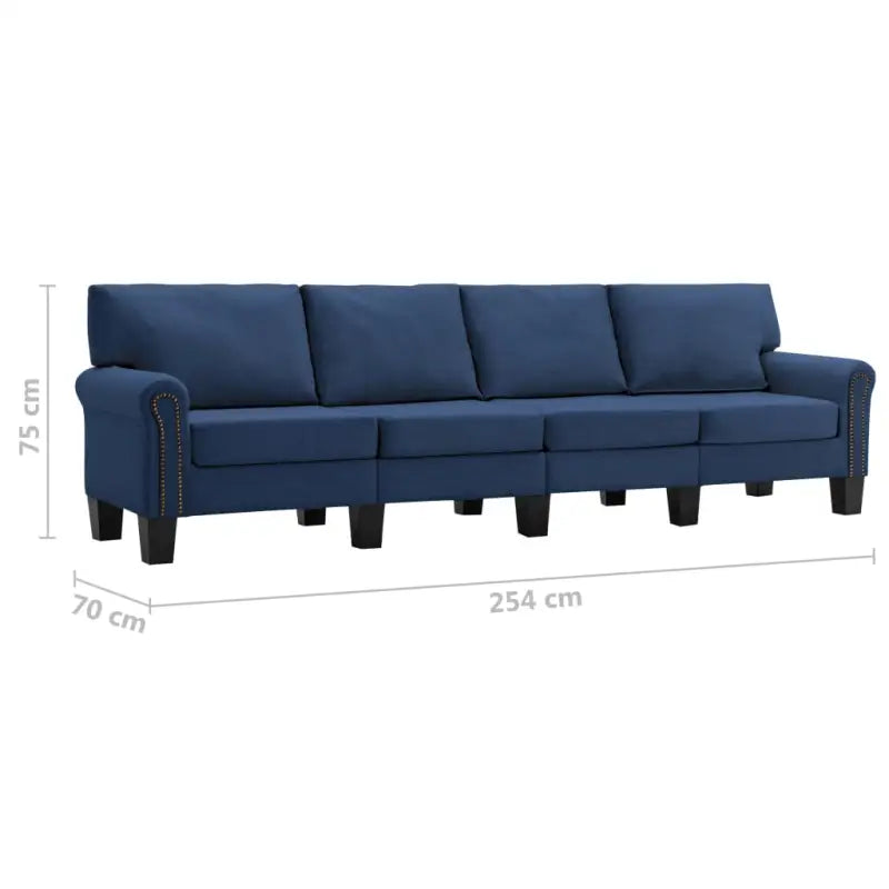 Vierzitsbank met kunststof poten voor een moderne woonkamer - Blauw / Vierzitsbank - Banken