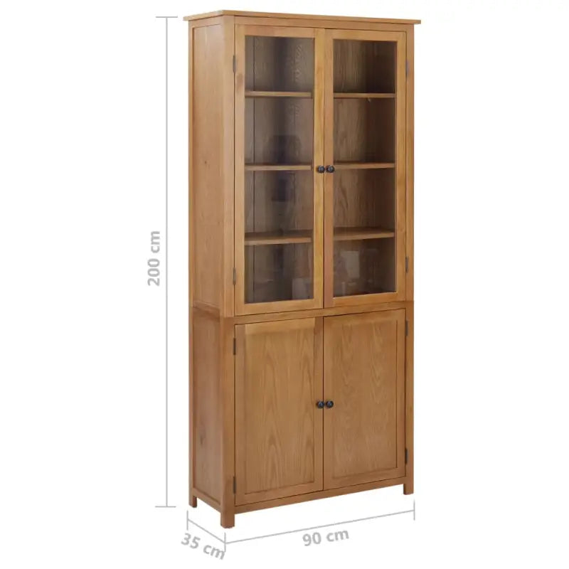 Vintage boekenkast met massief eikenhout en glazen deuren - 1 / 200 cm - Boekenkasten